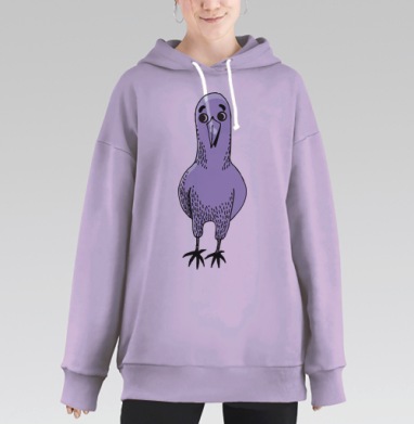 Милый голубь с наивным взглядом, Hoodie Long Oversize Fiolet