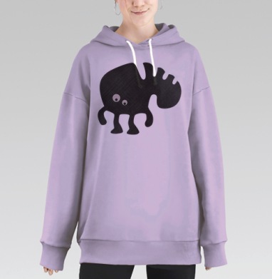 Милый загадочный персонаж в минимализме, Hoodie Long Oversize Fiolet