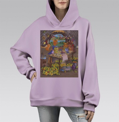 Мир белок, Hoodie Mono Fiolet, оверсайз, утепленная