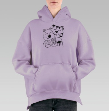 Мистер Тигр и Господин Вомбат, Hoodie Oversize Fiolet, утепленная