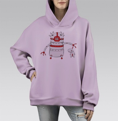 Мистическая связь: Защитник и Маленький Друг, Hoodie Mono Fiolet, оверсайз, утепленная