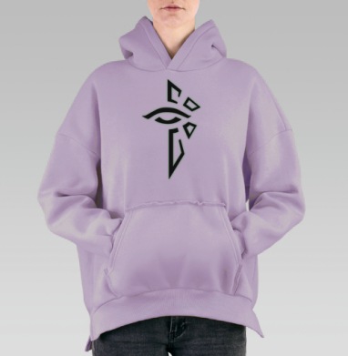 Мистический символ всевидящего ока в минимализме, Hoodie Oversize Fiolet, утепленная