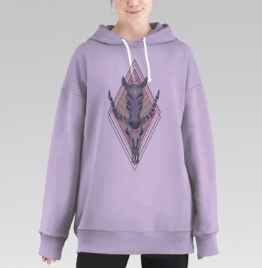 Мистический Тату-арт: Черепа Жизни и Смерти, Hoodie Long Oversize Fiolet