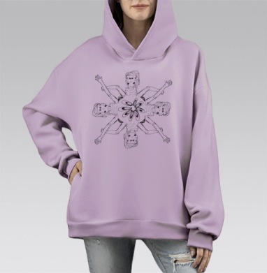 Многоголосие два, Hoodie Mono Fiolet, оверсайз, утепленная
