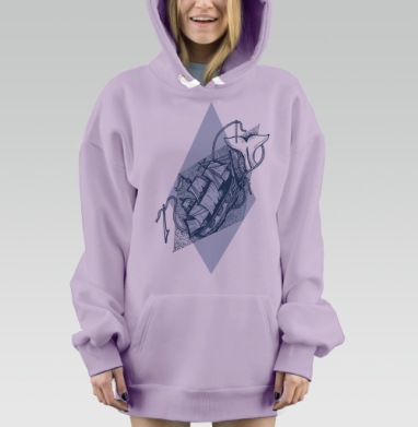 Моби Дик, Hoodie Mjhigh Dig Mel, Fiolet, утепленная