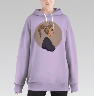 Модная девушка с хвостиком, Hoodie Long Oversize Fiolet