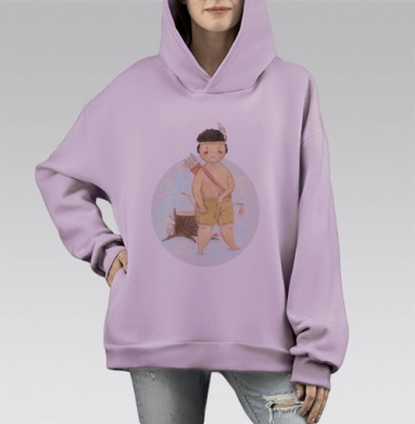 Молодой, смелый индеец, Hoodie Mono Fiolet, оверсайз, утепленная