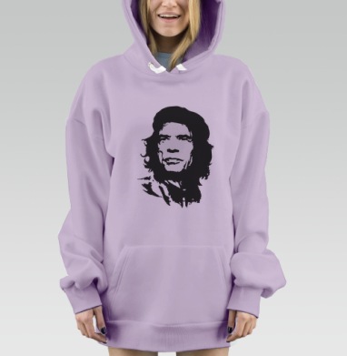 Монохромный мужской портрет в графическом стиле, Hoodie Mjhigh Dig Mel, Fiolet, утепленная