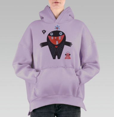 Монстр улыбка, Hoodie Oversize Fiolet, утепленная