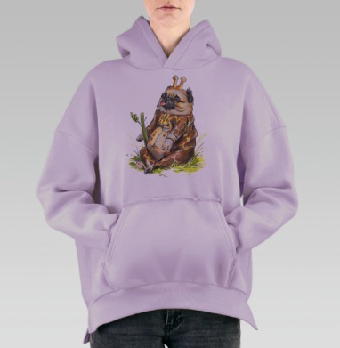 Мопс в костюме жирафа с сельдереем, Hoodie Oversize Fiolet, утепленная