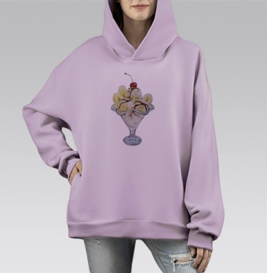 Мороженка, Hoodie Mono Fiolet, оверсайз, утепленная