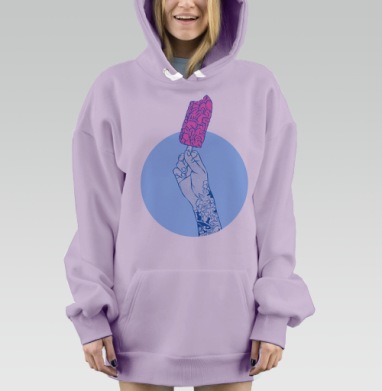 Мозги мороженое! ммм, Hoodie Mjhigh Dig Mel, Fiolet, утепленная