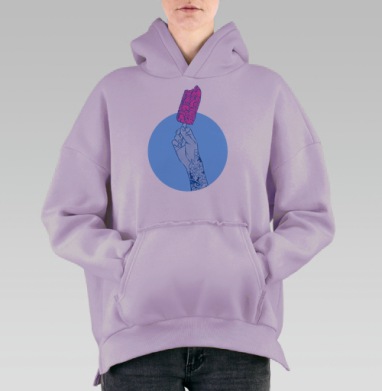 Мозги мороженое! ммм, Hoodie Oversize Fiolet, утепленная