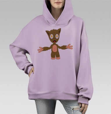 Мультяшка, Hoodie Mono Fiolet, оверсайз, утепленная