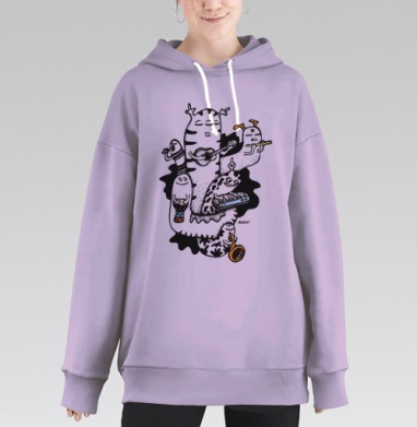 Музыкальный, Hoodie Long Oversize Fiolet