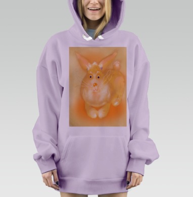Мягкий мультяшный заяц в пастельных тонах, Hoodie Mjhigh Dig Mel, Fiolet, утепленная