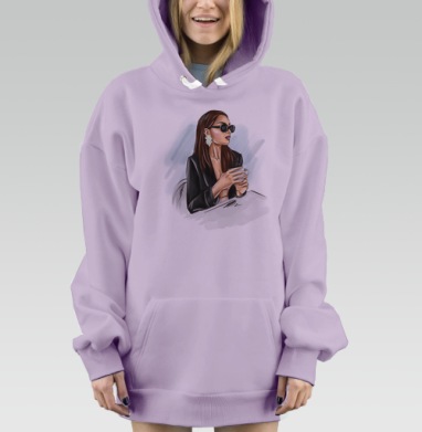 На стиле с кофе, Hoodie Mjhigh Dig Mel, Fiolet, утепленная
