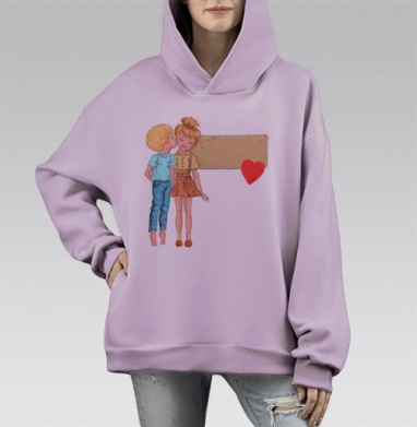 Нежный Поцелуй Детской Дружбы, Hoodie Mono Fiolet, оверсайз, утепленная