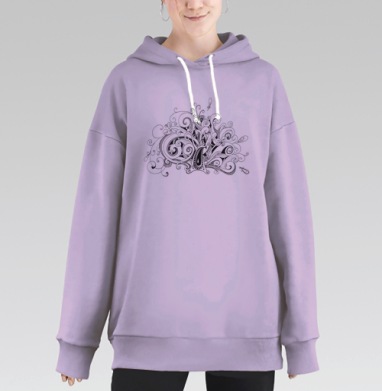 Нежный Завиток Творческой Энергии, Hoodie Long Oversize Fiolet