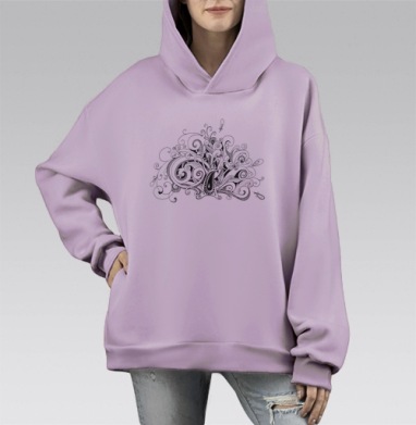 Нежный Завиток Творческой Энергии, Hoodie Mono Fiolet, оверсайз, утепленная
