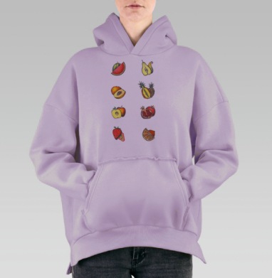 Немного фруктов, Hoodie Oversize Fiolet, утепленная