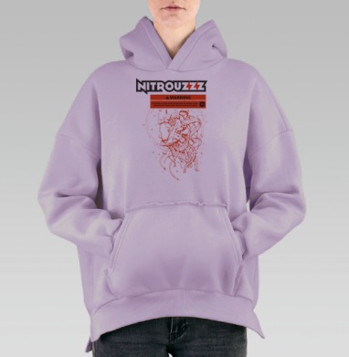 НИТРО. Голова Робота, Hoodie Oversize Fiolet, утепленная