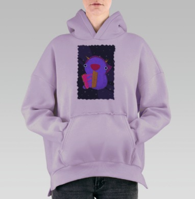 Новогодние вафли, Hoodie Oversize Fiolet, утепленная