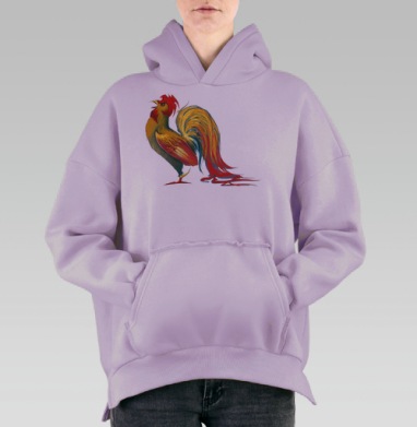 Новогодний петух, Hoodie Oversize Fiolet, утепленная