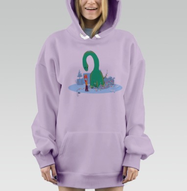 Новый год с динозавром, Hoodie Mjhigh Dig Mel, Fiolet, утепленная