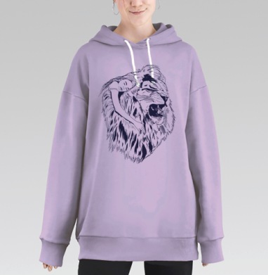 Объятия смелой души и львиной мощи, Hoodie Long Oversize Fiolet