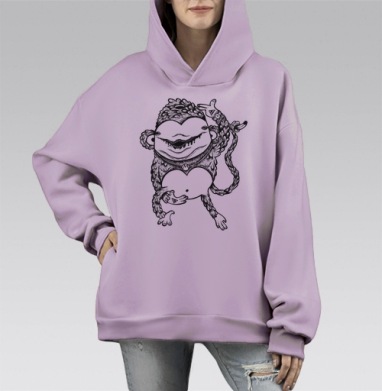 Обельфин, Hoodie Mono Fiolet, оверсайз, утепленная