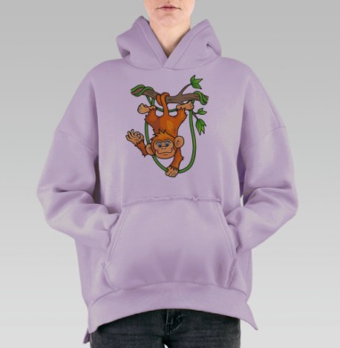 Обезьяна на ветке, Hoodie Oversize Fiolet, утепленная