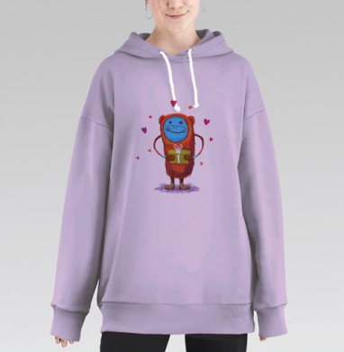 Обезьяна с подарком, Hoodie Long Oversize Fiolet