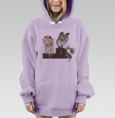 Обезьяна совушка и морковь, Hoodie Mjhigh Dig Mel, Fiolet, утепленная