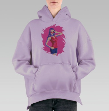 Очки розовые, Hoodie Oversize Fiolet, утепленная