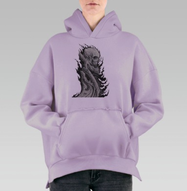 Огненный череп, Hoodie Oversize Fiolet, утепленная