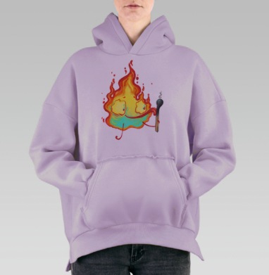 Огонёк и спичка, Hoodie Oversize Fiolet, утепленная
