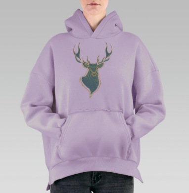 Олень огненные рога, Hoodie Oversize Fiolet, утепленная
