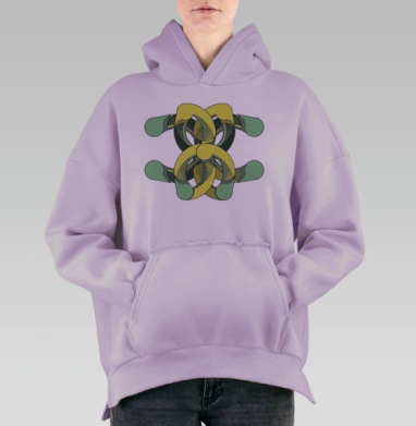 Орнамент арт, Hoodie Oversize Fiolet, утепленная