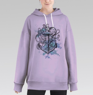 Осьминог и якорь: борьба моря и свободы, Hoodie Long Oversize Fiolet