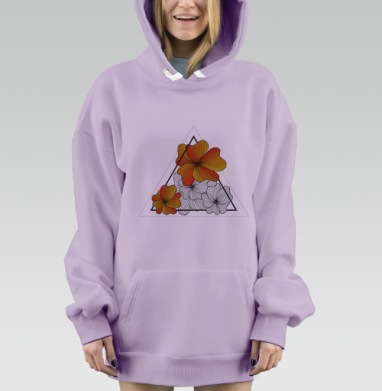 Осенние оранжевые цветы, Hoodie Mjhigh Dig Mel, Fiolet, утепленная
