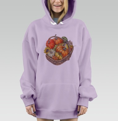 Осенние тыквы, Hoodie Mjhigh Dig Mel, Fiolet, утепленная