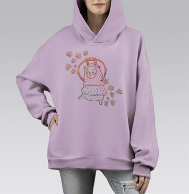 Осенний танец милого сказочного существа, Hoodie Mono Fiolet, оверсайз, утепленная
