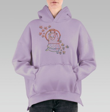 Осенний танец милого сказочного существа, Hoodie Oversize Fiolet, утепленная
