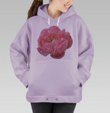 Осколки цвета. Пион, Hoodie Oversize Fiolet