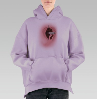 Открытое сердце, Hoodie Oversize Fiolet, утепленная