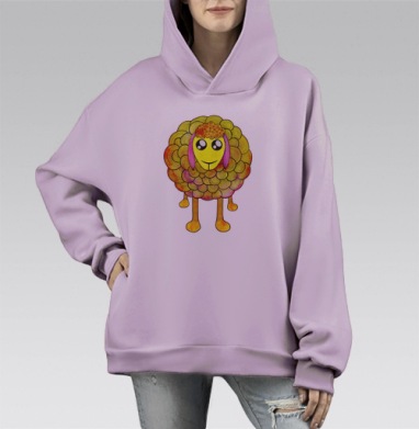 Овца, Hoodie Mono Fiolet, оверсайз, утепленная