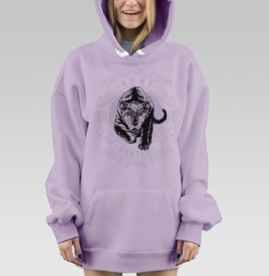 Охоться или стань жертвой, Hoodie Mjhigh Dig Mel, Fiolet, утепленная