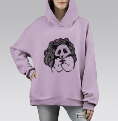 Панда христианка, Hoodie Mono Fiolet, оверсайз, утепленная