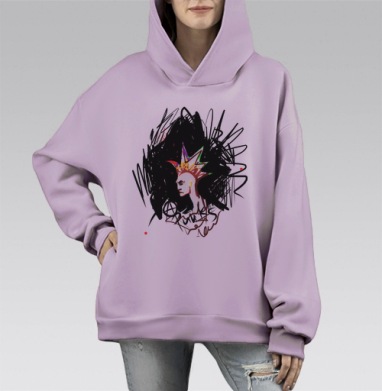 Панк-рок жив, Hoodie Mono Fiolet, оверсайз, утепленная